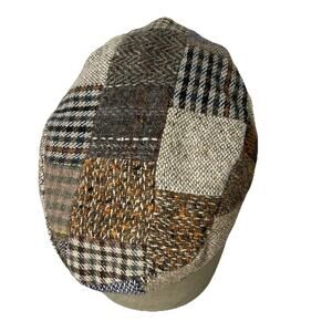 Vintage Irish Tweed Hat Patchwork Wool NewsBoy, Flat Cap, Driving Women Small